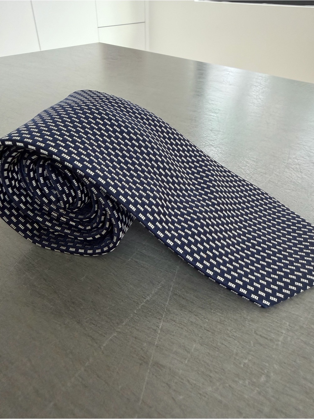 Perry Ellis Navy Tie with White Micro-Pattern